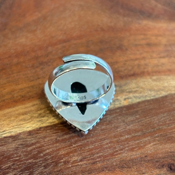 Natural Green Jade 925 Sterling Silver Ring size 6 Adjustable Jewelry - Picture 4 of 9